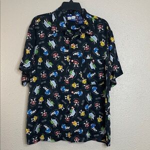 Vintage M&M’s Men’s All Over Print Silk Button Shirt | Size M | Liscenced